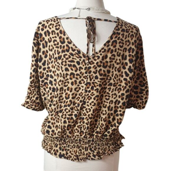 Maurices Womens Plus Y2K Leopard Print V-Neck Peplum Top 1X Indie Dark Femme - Picture 4 of 9